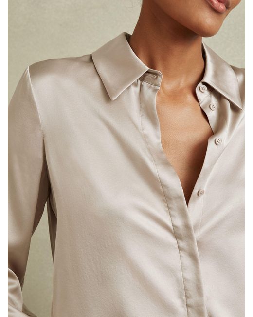 Reiss Multicolor Hailey - Champagne Hailey Petite Silk Shirt, Us 12