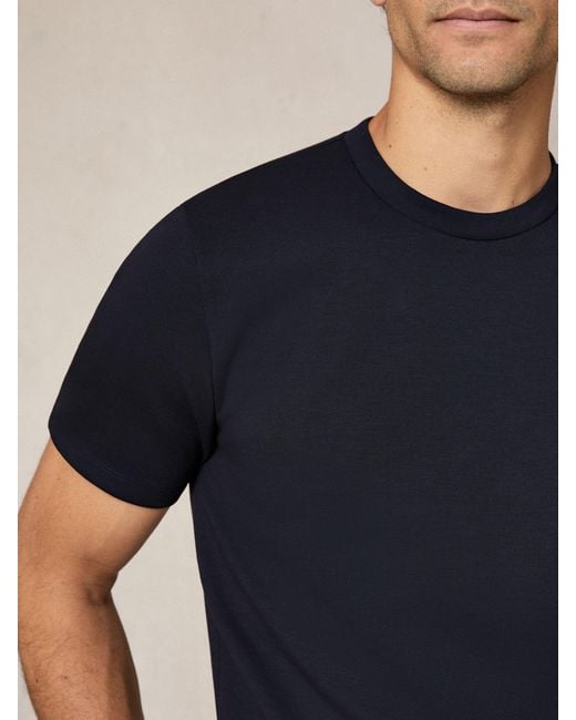 Reiss Blue Bradley Premium-Interlock Modern-Fit T-Shirt for men