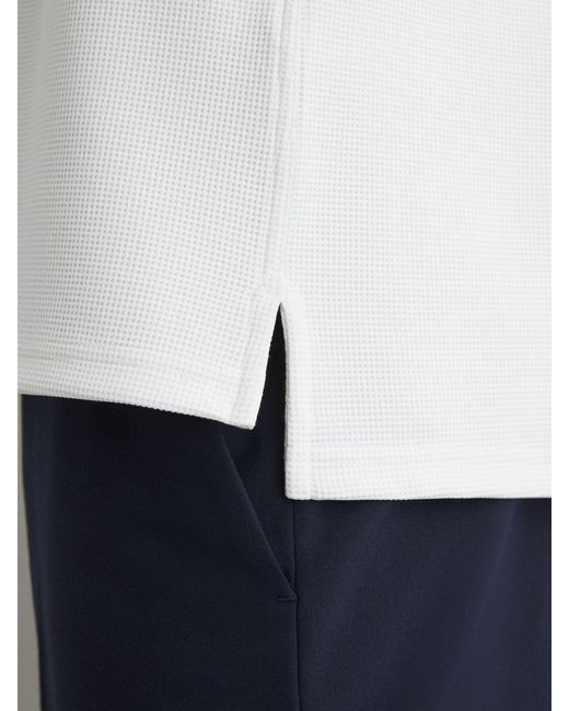 Reiss White Textured Concealed-Placket Polo Shirt for men