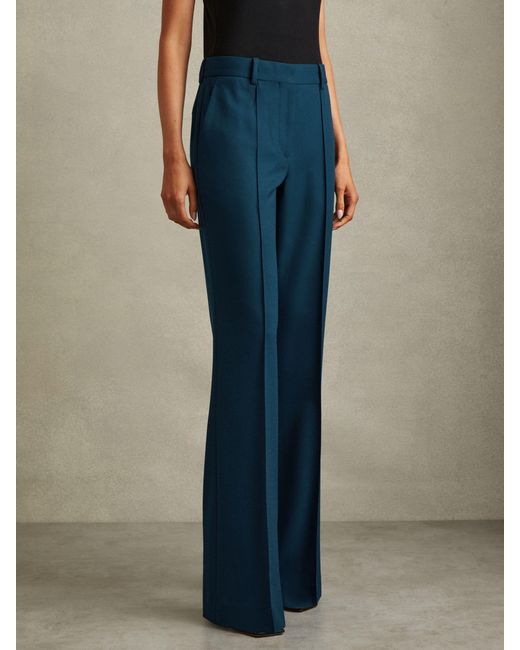 Reiss Blue Jade - Teal Petite Wide Leg Wool Blend Suit Trousers, Us 8