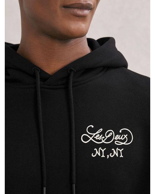 Les Deux Black Cotton Graphic-Print Sweat Top for men