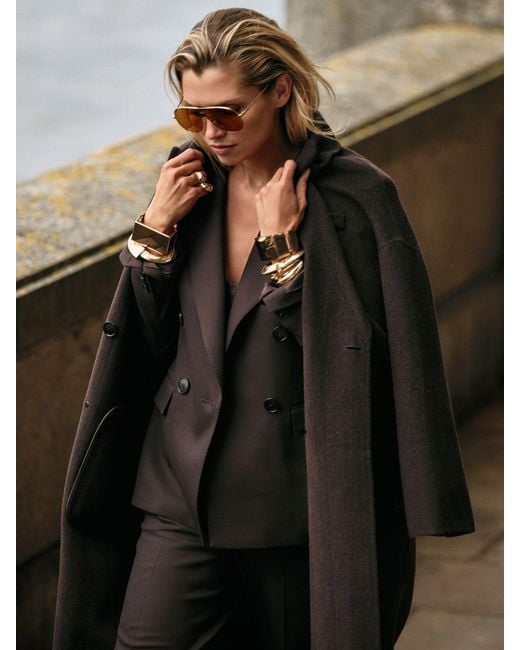 Reiss Black Wool Twill Coat