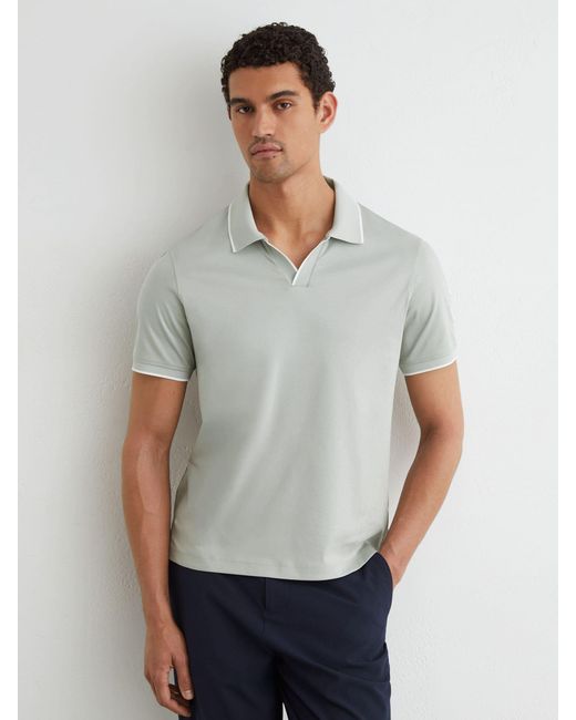 Reiss Gray Air-Water Cotton Tipped Polo Shirt for men