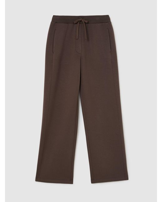 Reiss White Petite Premium Interlock Wide-Leg Joggers