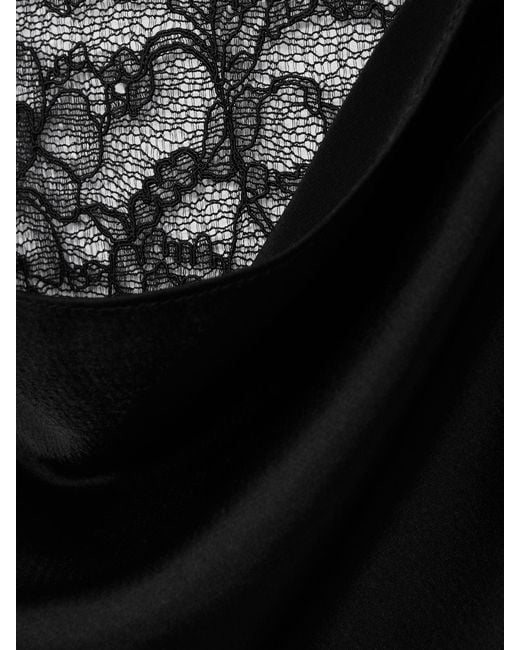 Anna Quan Black Satin Lace Cowl Neck Maxi Dress