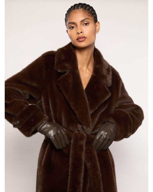 Reiss Brown Giselle - Chocolate Leather Gloves, S-m