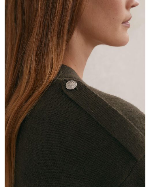 Reiss Green Maya Wool-Cashmere Button-Through Cardigan