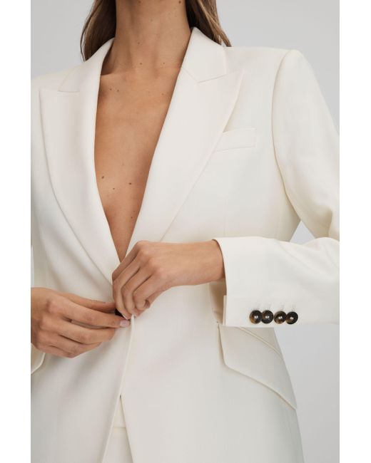 Reiss Natural Millie - Cream Tailored Single Breasted Suit Blazer
