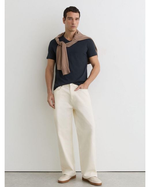 Reiss White Cotton V-Neck Tailored-Fit T-Shirt for men