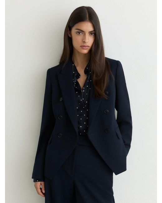 Reiss Blue Double-Breasted Suit Blazer