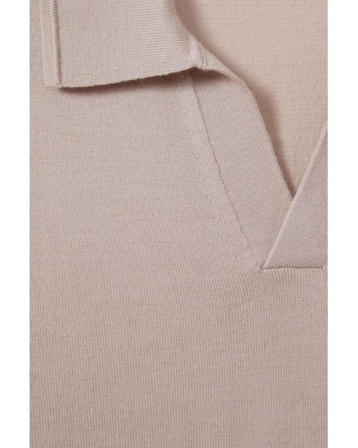 Reiss Multicolor Duchie - Washed Stone Merino Wool Open Collar Polo Shirt for men