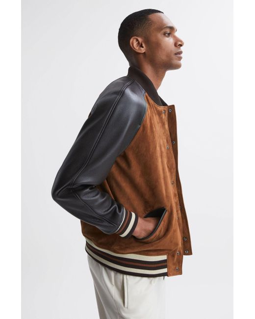 PAIGE White Mackay - Suede Leather Bomber Jacket, Tobacco for men