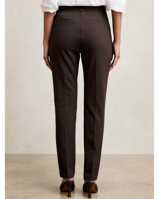 Reiss Natural Norla - Chocolate Brown Pintuck Tapered Trousers, Us 0