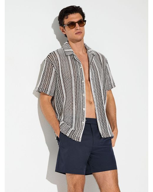 Reiss White Sun - Navy Side-adjuster Swim Shorts, L for men