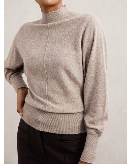Reiss Natural Wool-Blend Funnel-Neck Batwing Jumper With Cashmere
