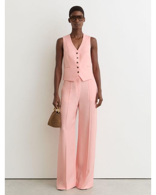 Reiss Pink Button-Through Tailored Waistcoat
