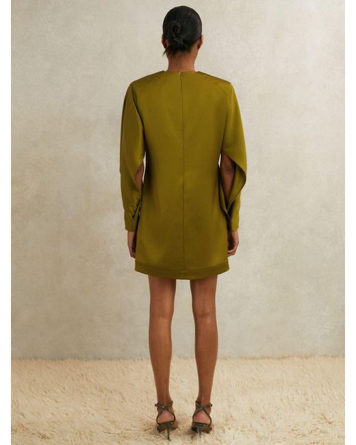 Reiss Green Satin Turn-Lock Mini Dress