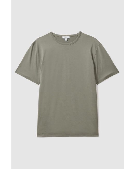 Reiss Green Caspian - Vetiver Mercerised Cotton Crew Neck T-shirt, S for men