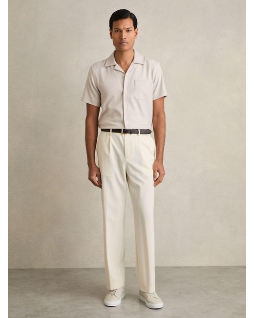 Reiss Natural Luca - Off White Tumbled-leather Low-top Trainers, Us 11 (uk 10) for men