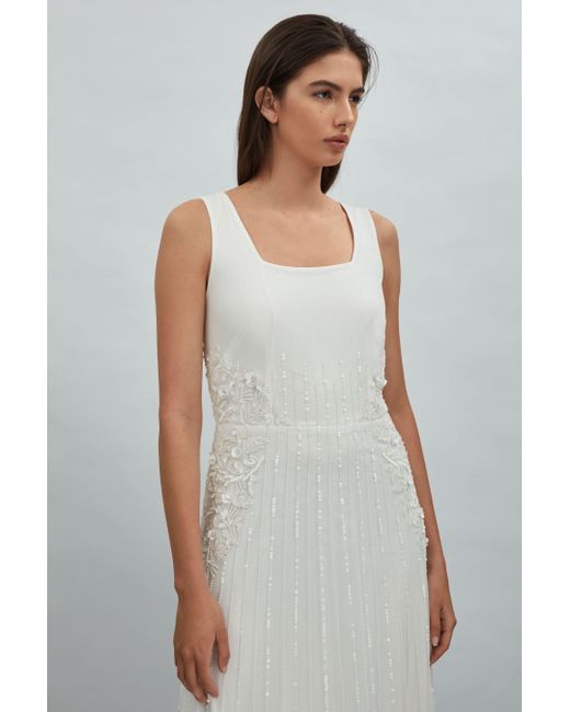 Raishma White Embellished Removable Bolero Maxi Dress