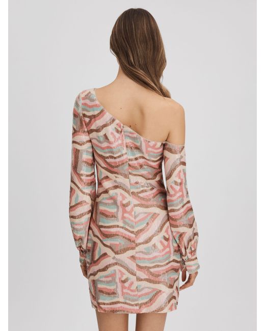 Halston Heritage Multicolor Sequin Off Shoulder Mini Dress