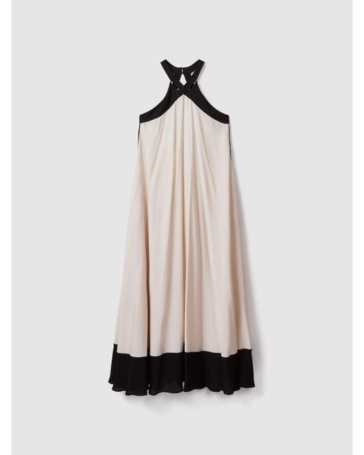 Reiss Natural Neutral & Relaxed Colourblock Maxi Dress
