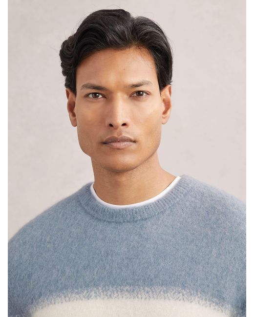 Reiss Piers - Soft Blue/white Wool-alpaca Blend Stripe Jumper, L for men