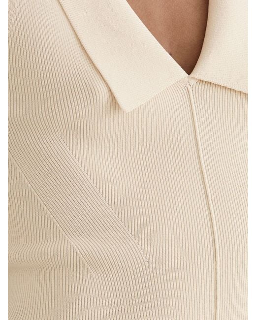 Reiss White Vera - Ivory Collared Rib-knit Vest, S (us 4-6)