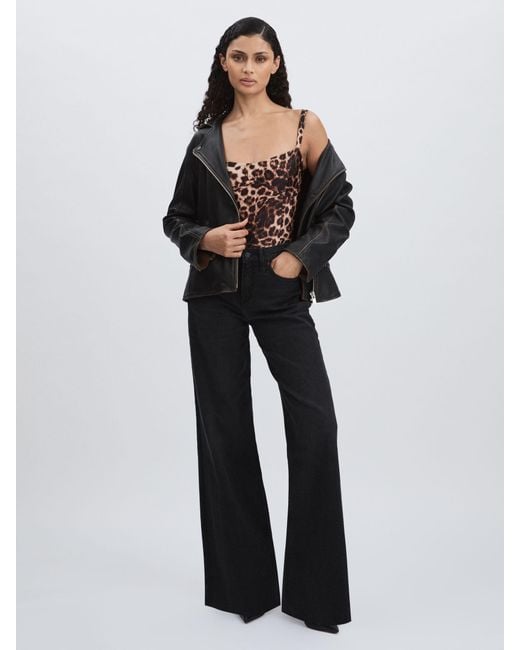 GOOD AMERICAN Black Good Animal Print & Leopard-Print Bodysuit