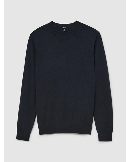 Reiss Blue Wessex - Vulcan Grey Merino Wool Crew-neck Jumper, S for men