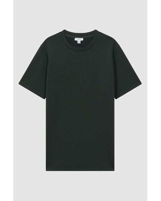 Reiss Black Bradley - Emerald Interlock Jersey Crew Neck T-shirt for men