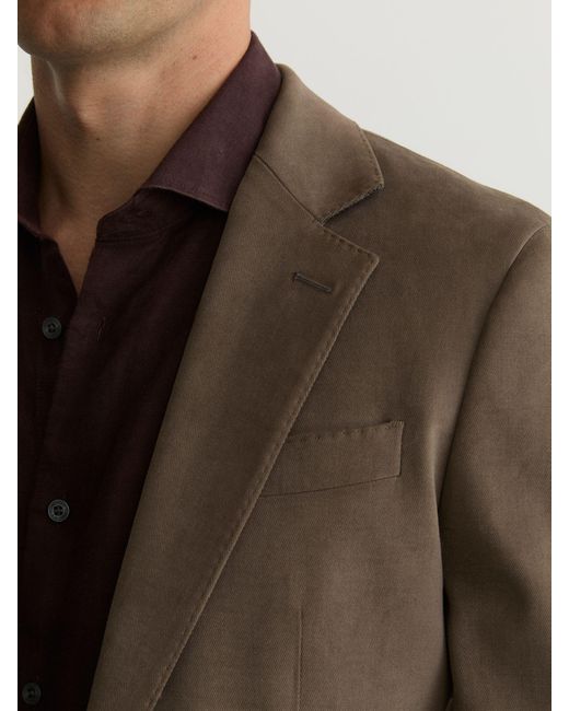 Reiss Brown Brushed Twill Single-Breasted Blazer Tailored-Fit for men