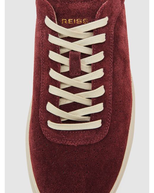 Reiss Blue Anders Perforated-Detail Trainers for men