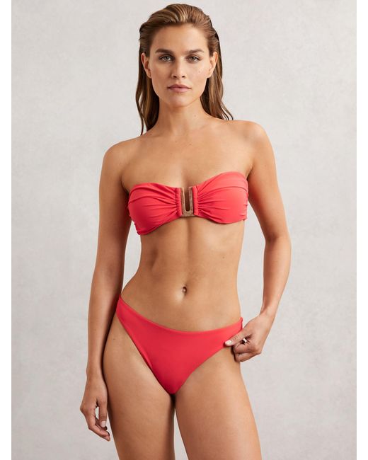 Reiss Red High Cut Bikini Bottoms