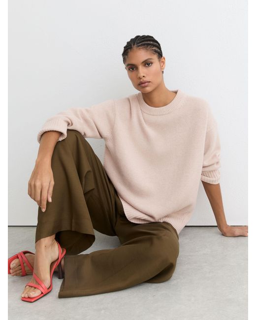 Reiss Pink Ella - Blush Wool-cashmere Crew-neck Jumper, M (us 8-10)