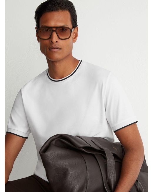 Reiss White Air-Water Cotton Tipped Tailored-Fit T-Shirt for men