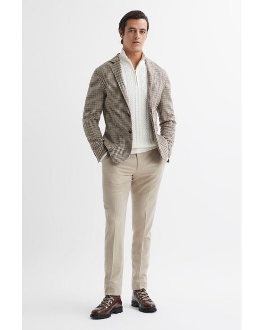 Reiss Gray Flutter - Brown Slim Fit Wool Blend Single Breasted Blazer, 44 for men