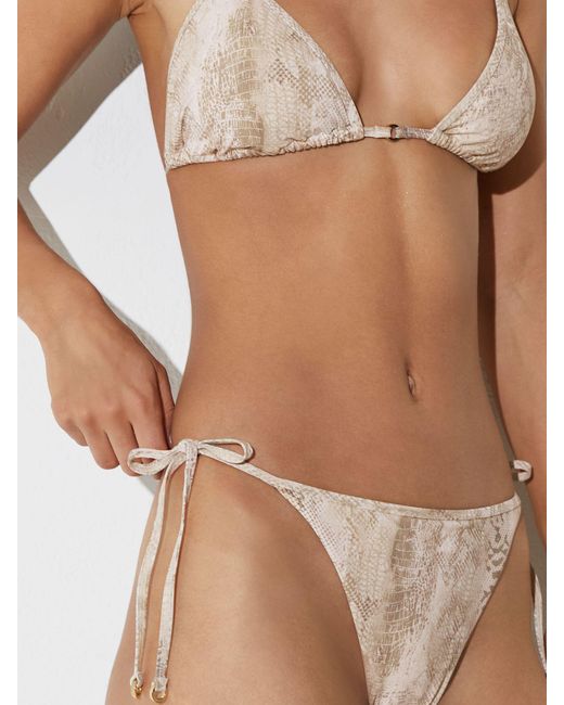 Reiss Brown Snake-Print Side-Tie Bikini Bottoms
