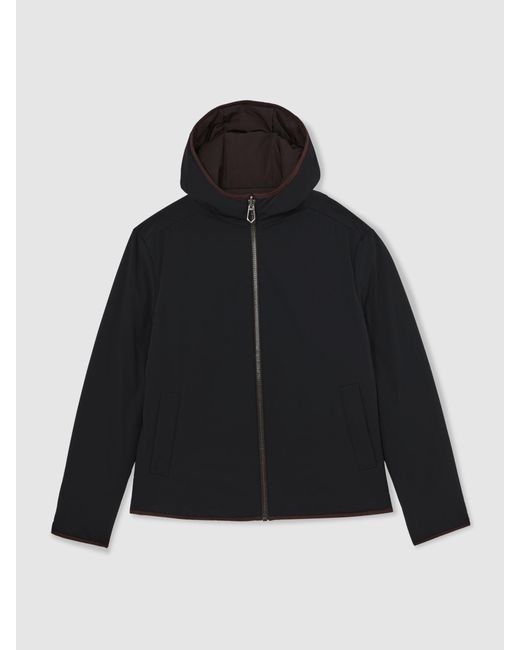 Reiss Black Reversible Hooded Puffer Jacket for men