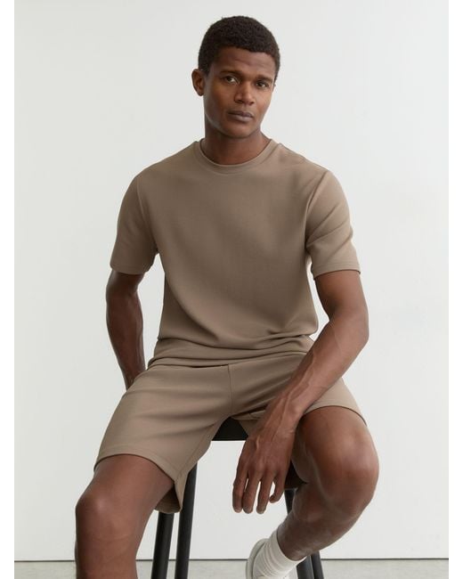 Reiss Jack - Camel Brown Textured Crew-neck Modern-fit T-shirt, S for men