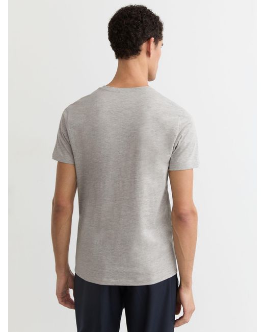 Reiss Gray Dayton - Grey Melange Cotton V-neck T-shirt, Large for men