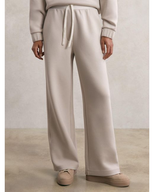 Reiss Natural Laney - Stone Neutral Wide-leg Interlock Drawstring Joggers, Xs