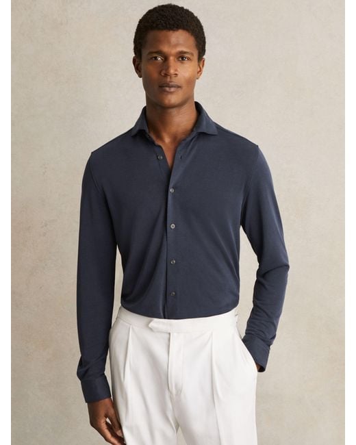 Reiss Blue Blend Cutaway-Collar Shirt Regular-Fit for men