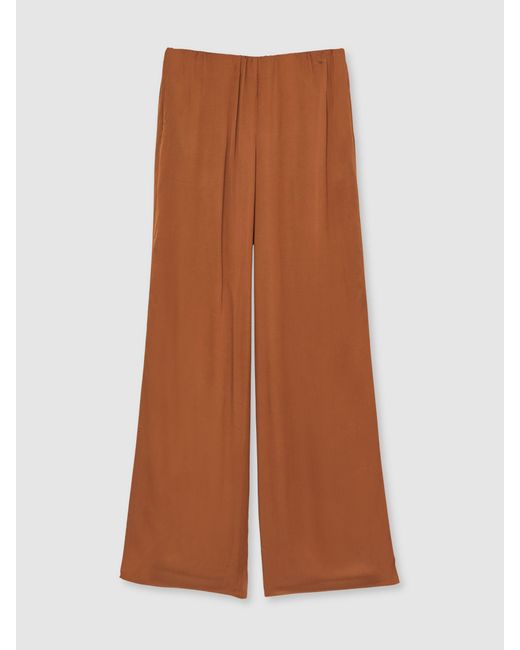 GOOD AMERICAN Brown Satin Wide-Leg Trousers