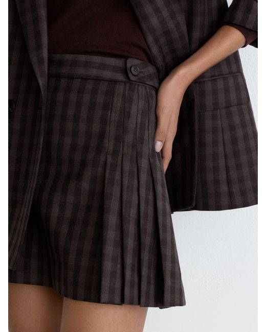 Reiss Black Wool Pleated Mini Skirt
