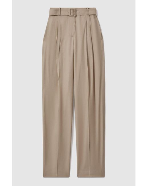 ATELIER Natural Belted Wide Leg Trousers