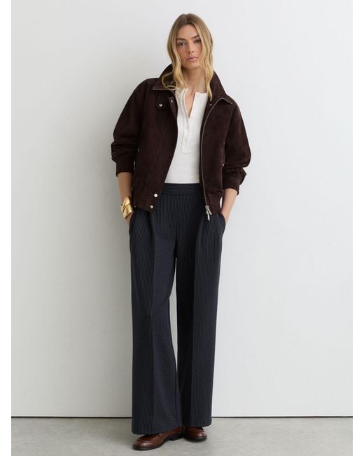 Reiss Black Remi - Navy Petite Pinstripe Wide-leg Joggers, Xl (us 16-18)