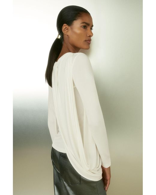 Reiss Natural Draped-Jersey Top