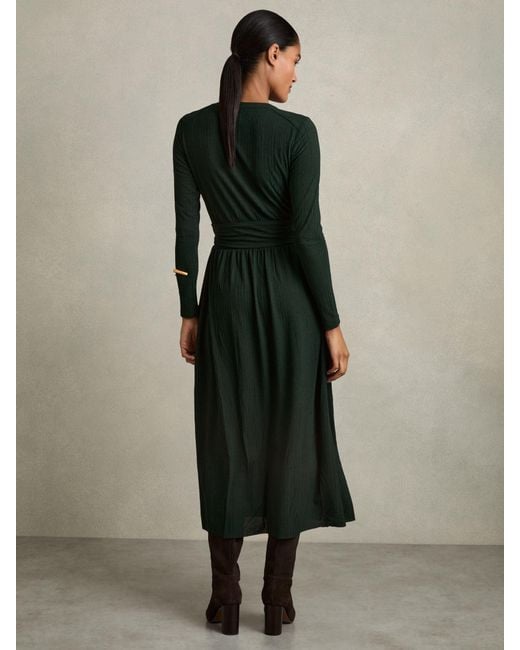 Reiss Madeline - Green Jersey Wrap-tie Midi Dress, Us 6