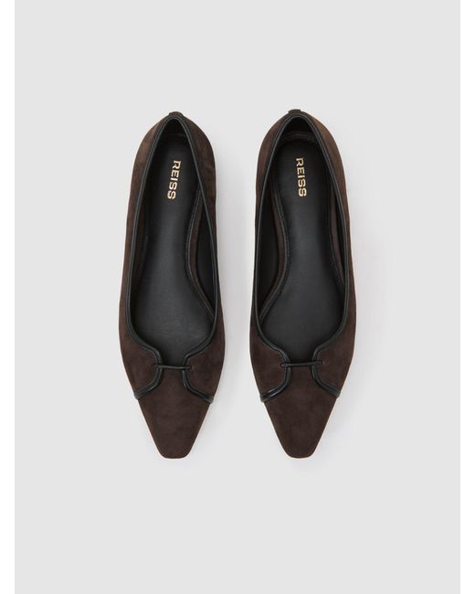 Reiss White Suede Pointed-Toe Ballerina Shoes